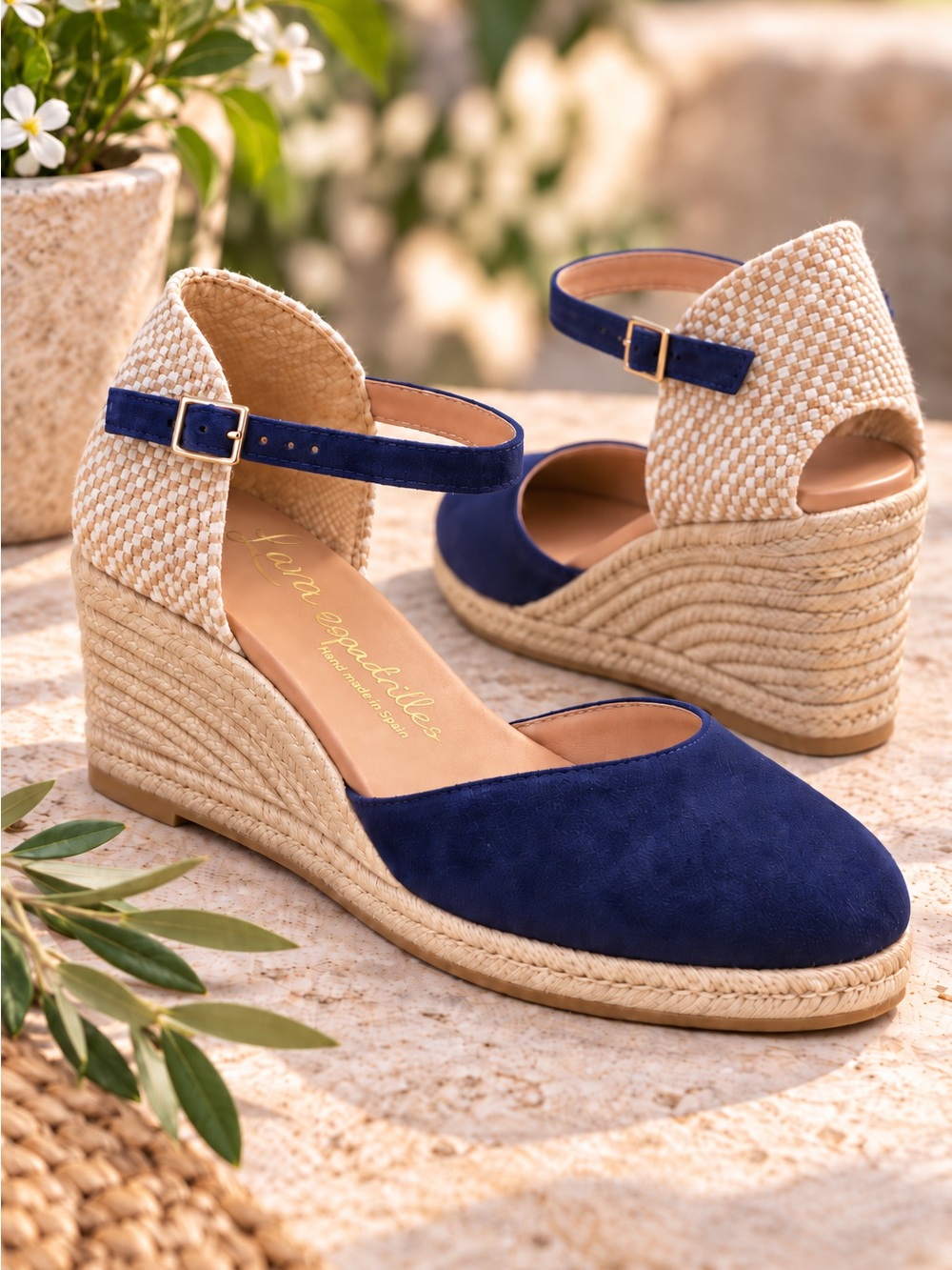 Lara Espadrilles Navy Wedge Sandals EU 36 Handmade in Spain Never Worn